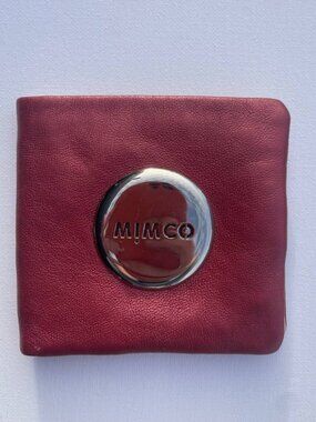 MIMCO Red Leather Wallet Compact Small Coin Purse Snap Closure